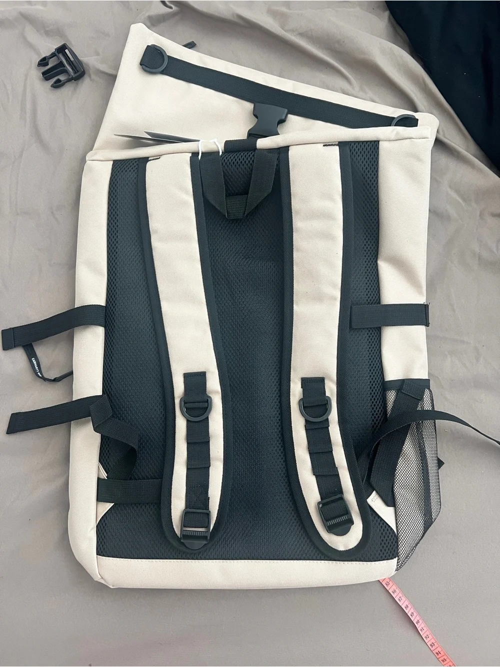 Carhartt Canvas Roll-Top Backpack in Beige with Black Trim